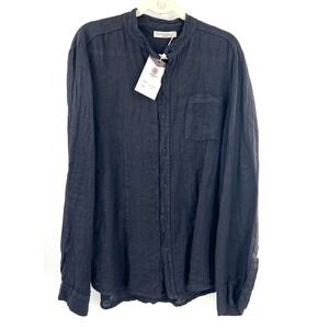 NEW Marshall Angel made in Italy navy blue Italian Linen old money classic shirt